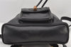 Authentic GUCCI Vintage Bamboo Drawstring Backpack Purse Leather Black 5211K
