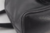 Authentic GUCCI Vintage Bamboo Drawstring Backpack Purse Leather Black 5211K