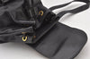 Authentic GUCCI Vintage Bamboo Drawstring Backpack Purse Leather Black 5211K