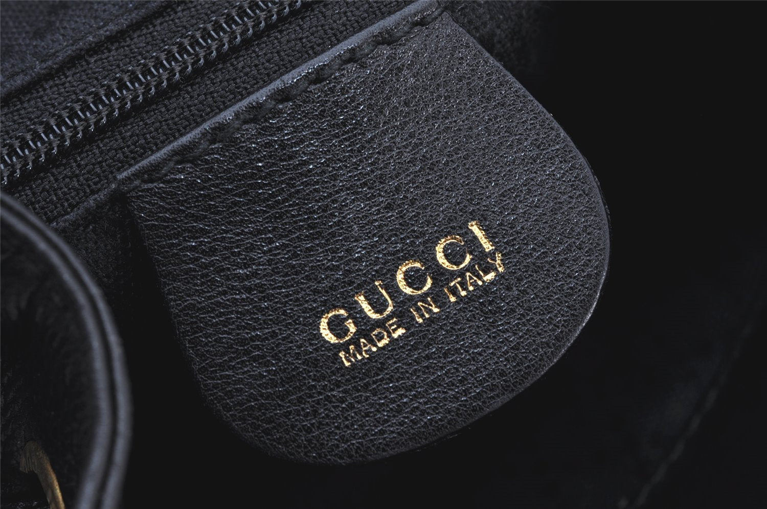 Authentic GUCCI Vintage Bamboo Drawstring Backpack Purse Leather Black 5211K