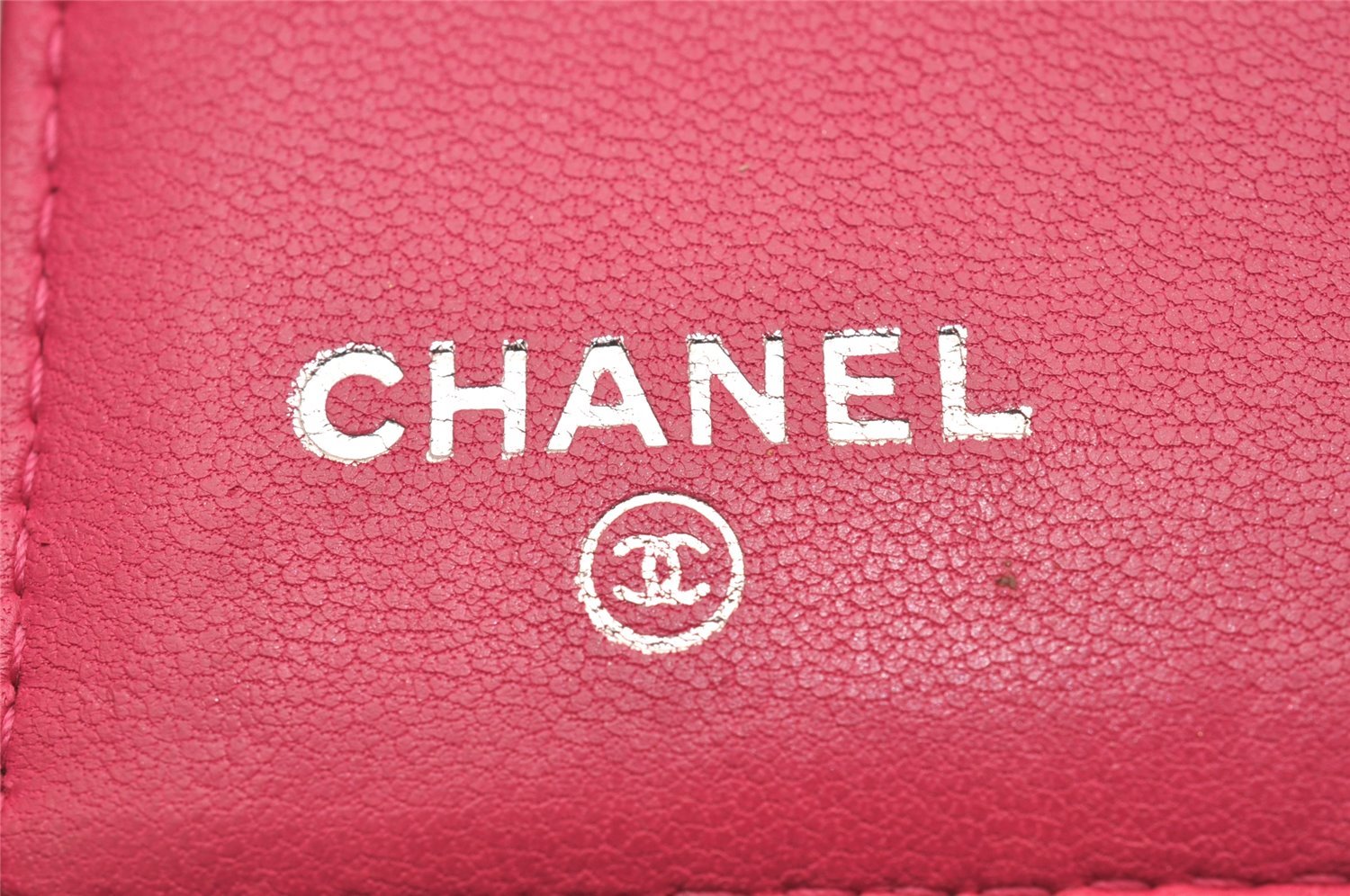 Authentic CHANEL Lamb Skin Matelasse Vintage Trifold Wallet Purse Pink CC 5213J