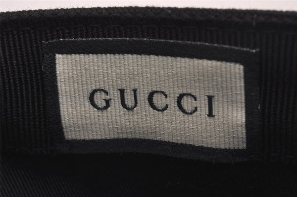 Authentic GUCCI Web Sherry Line Interlocking G Cap Canvas Size L Black 5214J