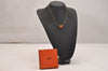 Authentic HERMES Cage De Ash H Cube Pendant Necklace Gold Orange Box 5215J