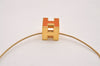 Authentic HERMES Cage De Ash H Cube Pendant Necklace Gold Orange Box 5215J