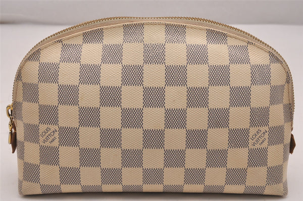 Authentic Louis Vuitton Damier Azur Pochette Cosmetic GM Pouch N23346 LV 5218J