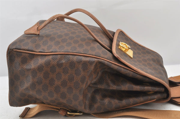 Authentic CELINE Macadam Blason Pattern Backpack PVC Leather Brown 5218K