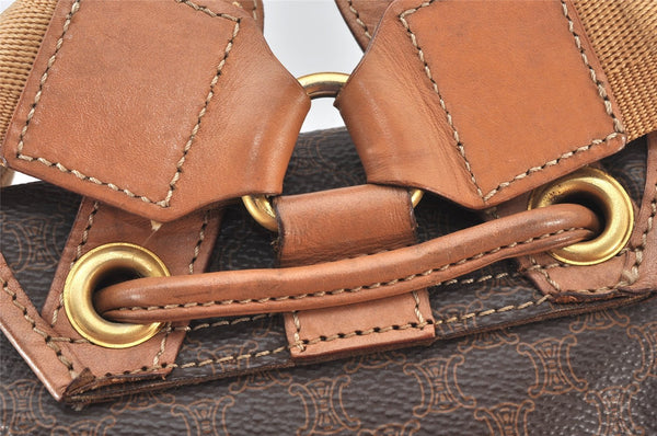 Authentic CELINE Macadam Blason Pattern Backpack PVC Leather Brown 5218K