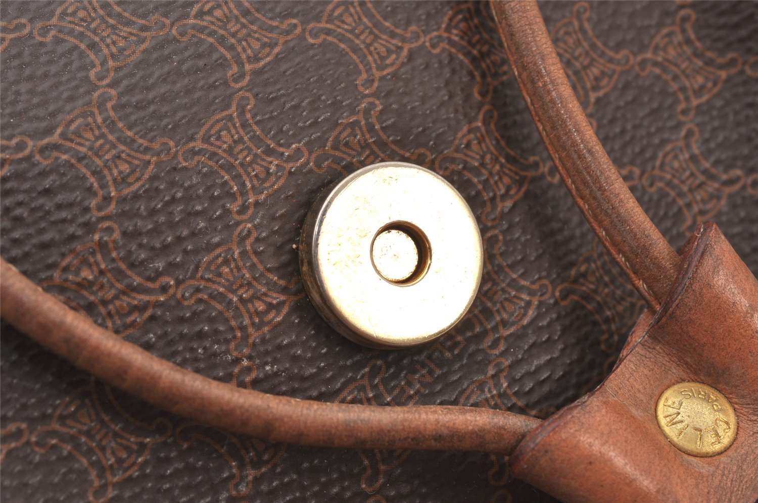 Authentic CELINE Macadam Blason Pattern Backpack PVC Leather Brown 5218K