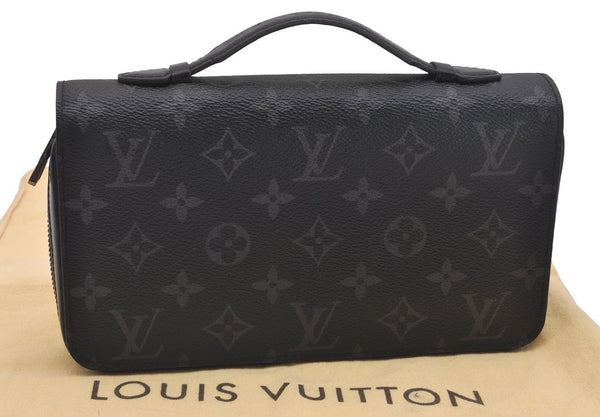 Authentic Louis Vuitton Monogram Eclipse Zippy XL Wallet M61698 LV 5219J