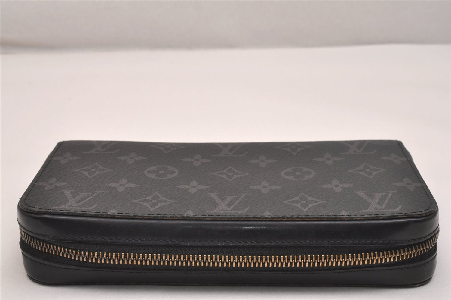 Authentic Louis Vuitton Monogram Eclipse Zippy XL Wallet M61698 LV 5219J