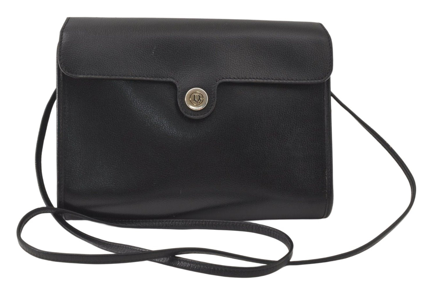 Authentic Christian Dior Shoulder Cross Body Bag Purse Leather Black 5219K