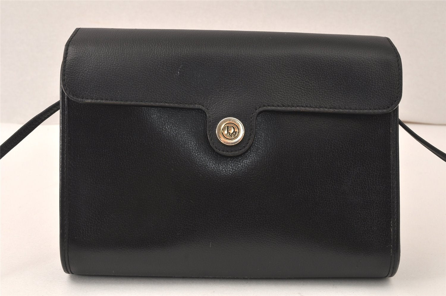 Authentic Christian Dior Shoulder Cross Body Bag Purse Leather Black 5219K