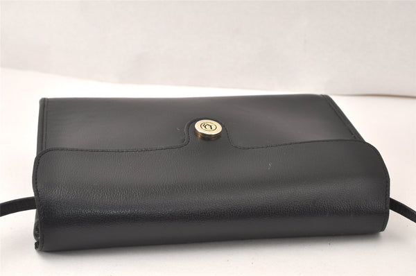 Authentic Christian Dior Shoulder Cross Body Bag Purse Leather Black 5219K