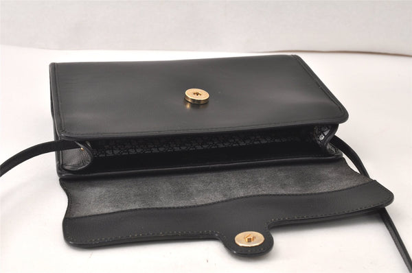 Authentic Christian Dior Shoulder Cross Body Bag Purse Leather Black 5219K