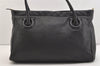 Authentic Salvatore Ferragamo Gancini Vintage Leather Hand Tote Bag Black 5220J