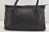 Authentic Salvatore Ferragamo Gancini Vintage Leather Hand Tote Bag Black 5220J