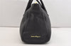 Authentic Salvatore Ferragamo Gancini Vintage Leather Hand Tote Bag Black 5220J