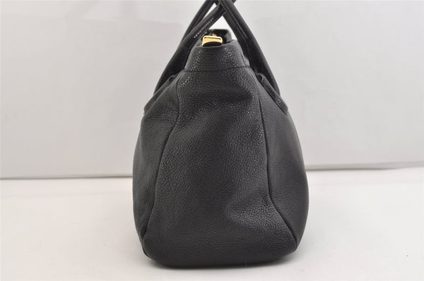 Authentic Salvatore Ferragamo Gancini Vintage Leather Hand Tote Bag Black 5220J