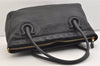 Authentic Salvatore Ferragamo Gancini Vintage Leather Hand Tote Bag Black 5220J