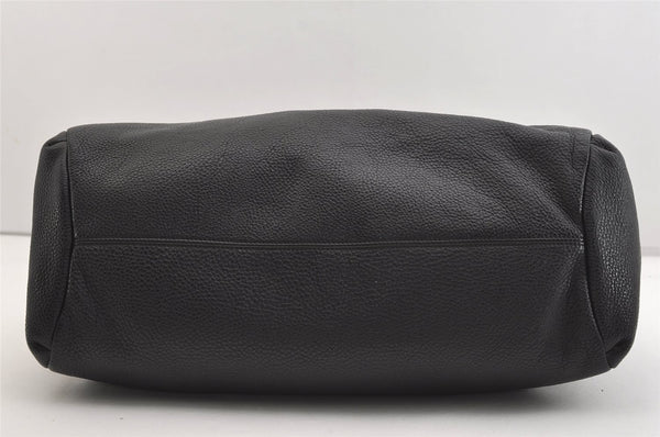 Authentic Salvatore Ferragamo Gancini Vintage Leather Hand Tote Bag Black 5220J