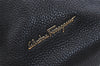 Authentic Salvatore Ferragamo Gancini Vintage Leather Hand Tote Bag Black 5220J