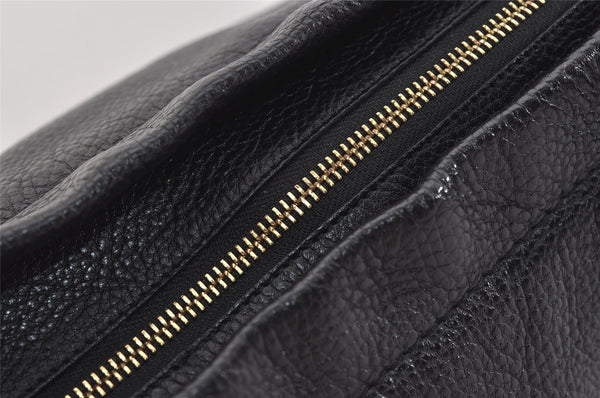 Authentic Salvatore Ferragamo Gancini Vintage Leather Hand Tote Bag Black 5220J