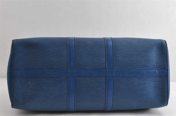 Authentic Louis Vuitton Epi Keepall 45 Boston Travel Bag Blue M42975 LV 5222I