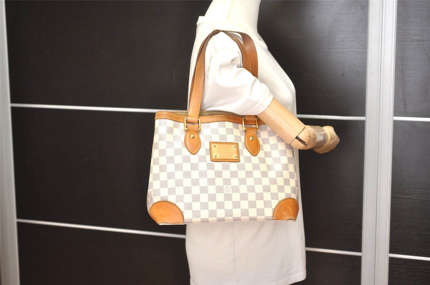 Authentic Louis Vuitton Damier Azur Hampstead PM N51207 Shoulder Tote Bag 5223I
