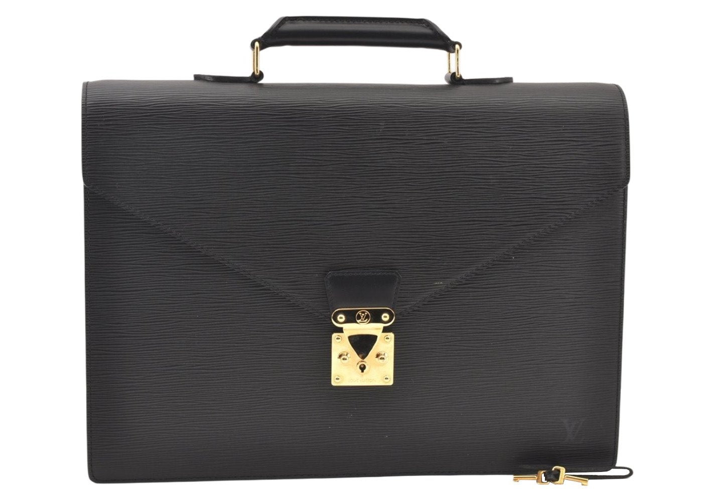 Auth Louis Vuitton Epi Serviette Ambassadeur Black Briefcase M54412 LV 5223K