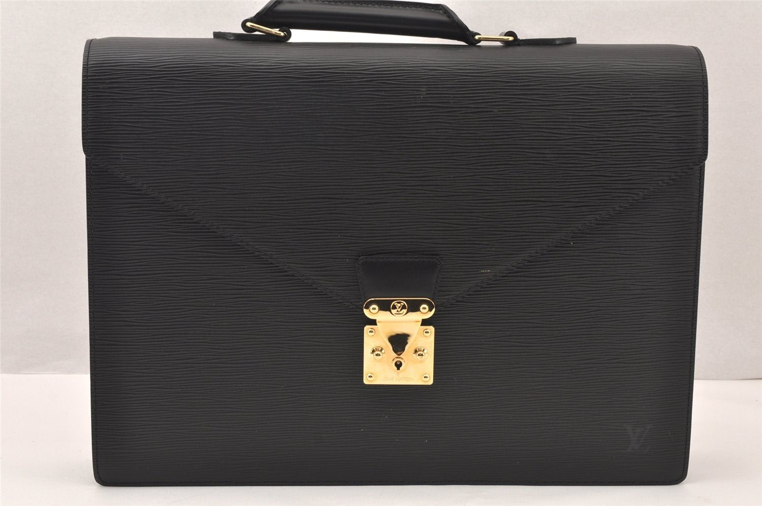 Auth Louis Vuitton Epi Serviette Ambassadeur Black Briefcase M54412 LV 5223K