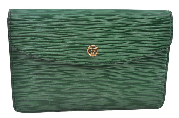 Authentic Louis Vuitton Epi Montaigne 23 Clutch Hand Bag Green M52664 LV 5226H