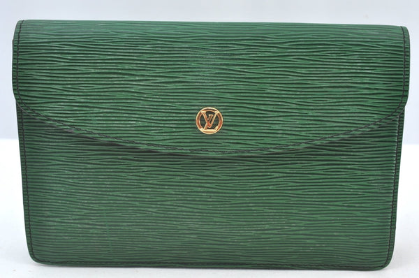 Authentic Louis Vuitton Epi Montaigne 23 Clutch Hand Bag Green M52664 LV 5226H