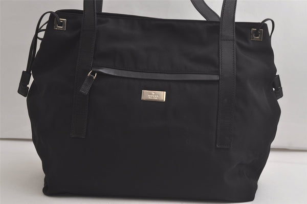 Authentic GUCCI Vintage Shoulder Tote Bag Nylon Leather 0190493 Black 5229K