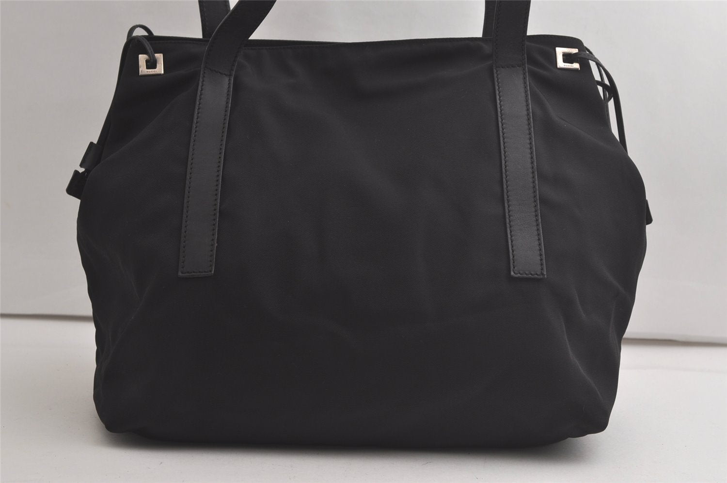 Authentic GUCCI Vintage Shoulder Tote Bag Nylon Leather 0190493 Black 5229K