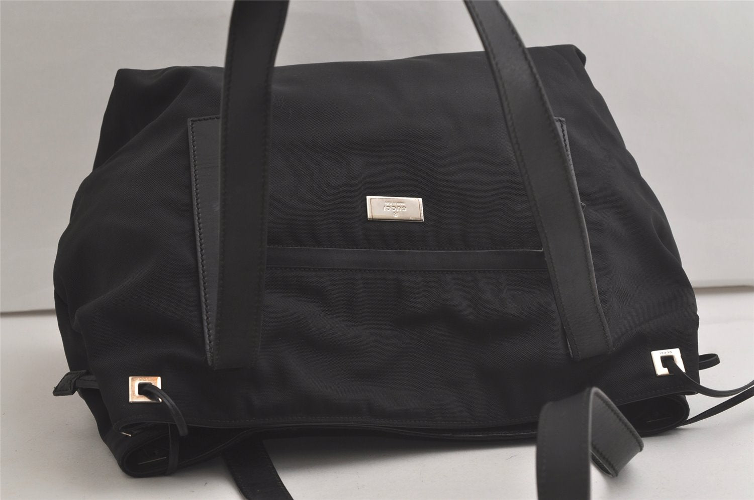 Authentic GUCCI Vintage Shoulder Tote Bag Nylon Leather 0190493 Black 5229K