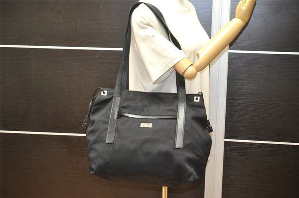 Authentic GUCCI Vintage Shoulder Tote Bag Nylon Leather 0190493 Black 5229K