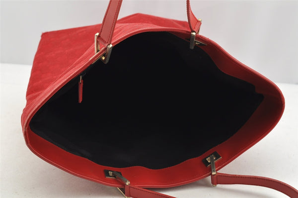 Authentic GUCCI Shoulder Hand Tote Bag GG Canvas Leather 0021098 Red 5230I