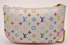 Auth Louis Vuitton Monogram Multicolor Pochette MM Coin Purse M60028 White 5230J