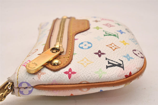 Auth Louis Vuitton Monogram Multicolor Pochette MM Coin Purse M60028 White 5230J