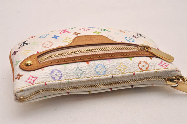 Auth Louis Vuitton Monogram Multicolor Pochette MM Coin Purse M60028 White 5230J