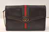 Authentic GUCCI Web Sherry Line Chain Shoulder Cross Bag Leather Brown 5231K