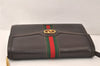 Authentic GUCCI Web Sherry Line Chain Shoulder Cross Bag Leather Brown 5231K