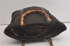 Authentic GUCCI Bamboo Tote Hand Bag Purse Nylon Leather Khaki Green 5233K
