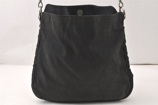 Authentic GUCCI Bamboo Shoulder Hand Bag Purse Nylon Leather Black Junk 5237K