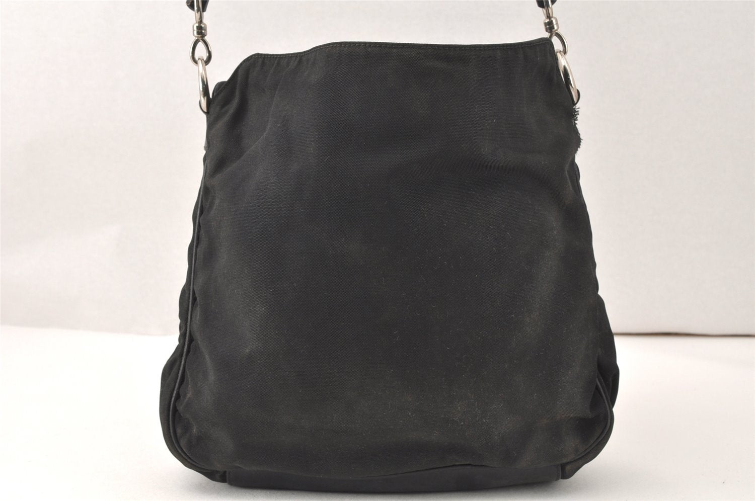 Authentic GUCCI Bamboo Shoulder Hand Bag Purse Nylon Leather Black Junk 5237K