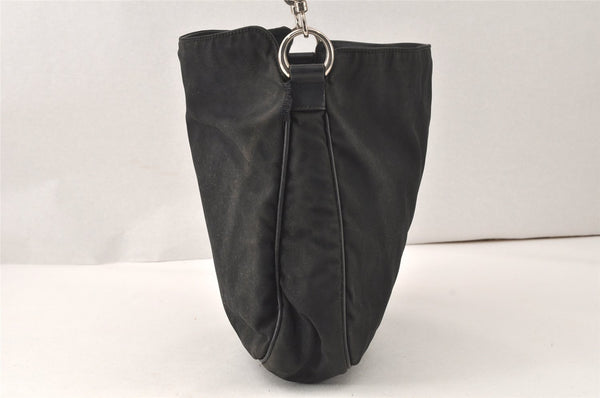 Authentic GUCCI Bamboo Shoulder Hand Bag Purse Nylon Leather Black Junk 5237K