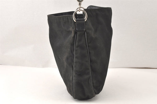 Authentic GUCCI Bamboo Shoulder Hand Bag Purse Nylon Leather Black Junk 5237K