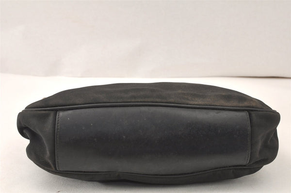 Authentic GUCCI Bamboo Shoulder Hand Bag Purse Nylon Leather Black Junk 5237K