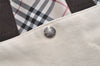 Authentic BURBERRY BLUE LABEL Check Hand Tote Bag Canvas Nylon White 5239K