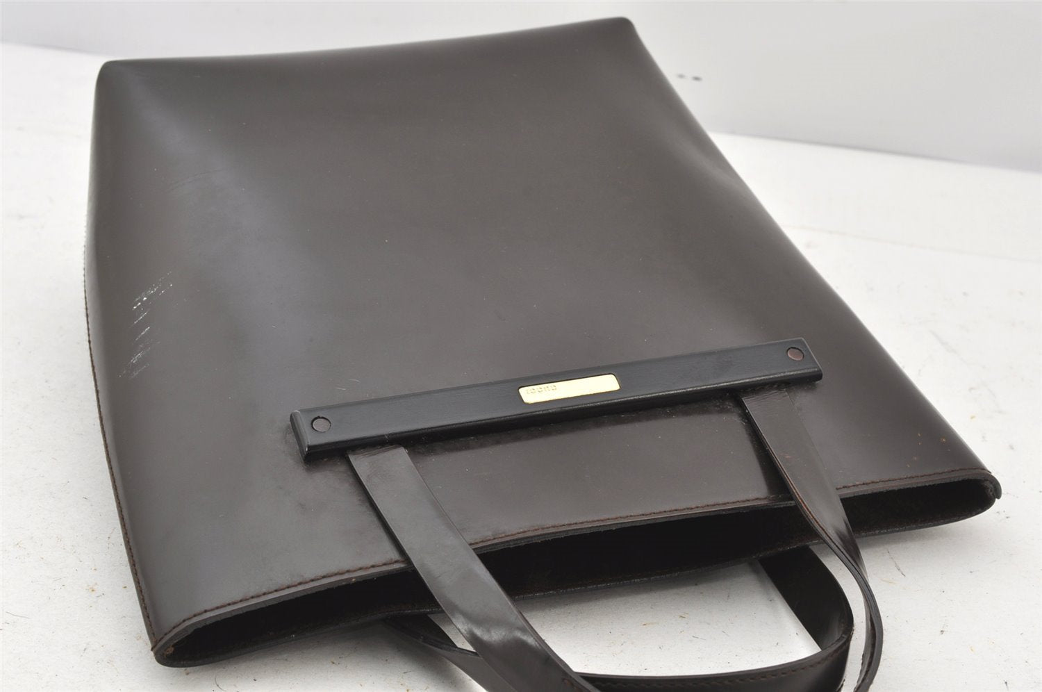 Authentic GUCCI Vintage Hand Tote Bag Purse Leather Brown 5240K